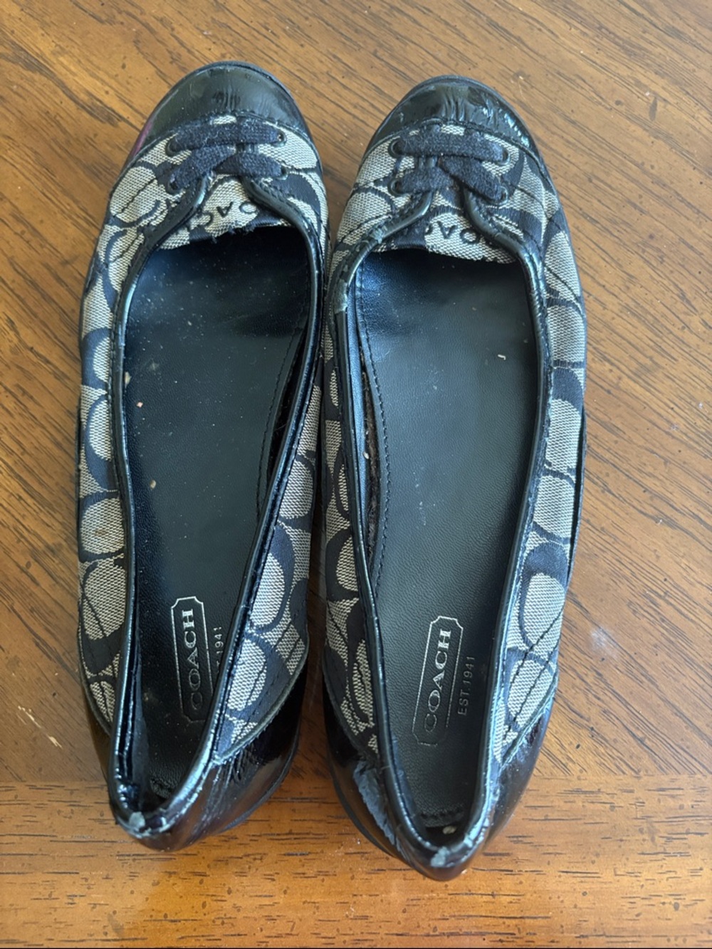 Coach Dannie Signature Pattern Slip-On Flats in Black/Gray